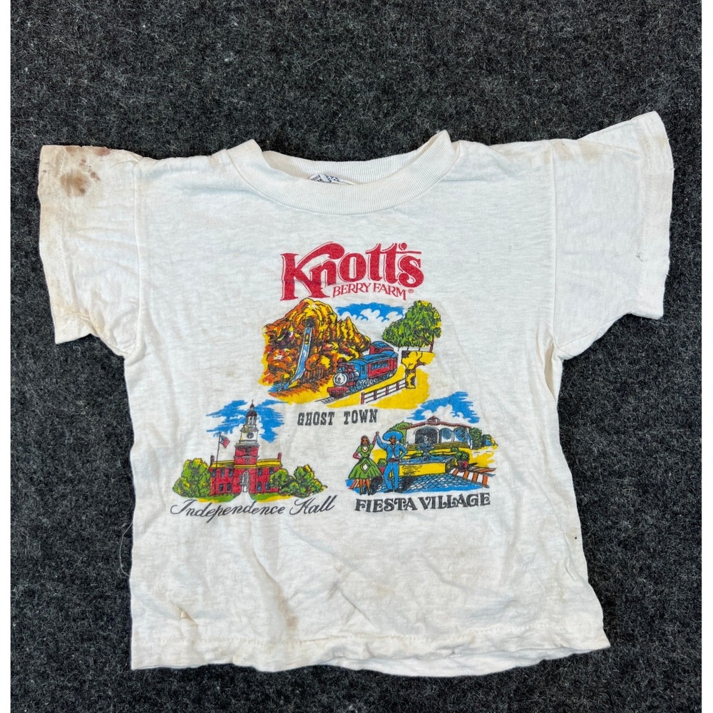 VTG 60s Knotts Berry Farm Ghost Town Shirt Baby Tee 8 White Theme Park Souvenir